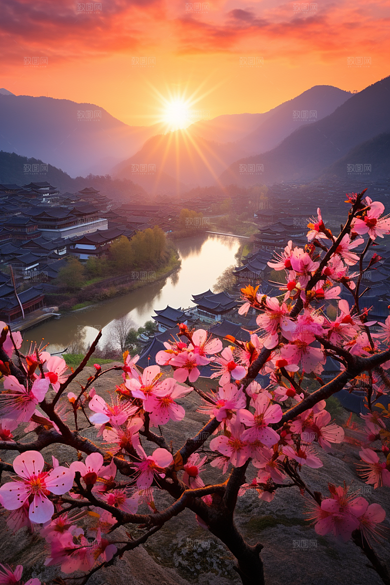 春季桃花风景风光摄影图