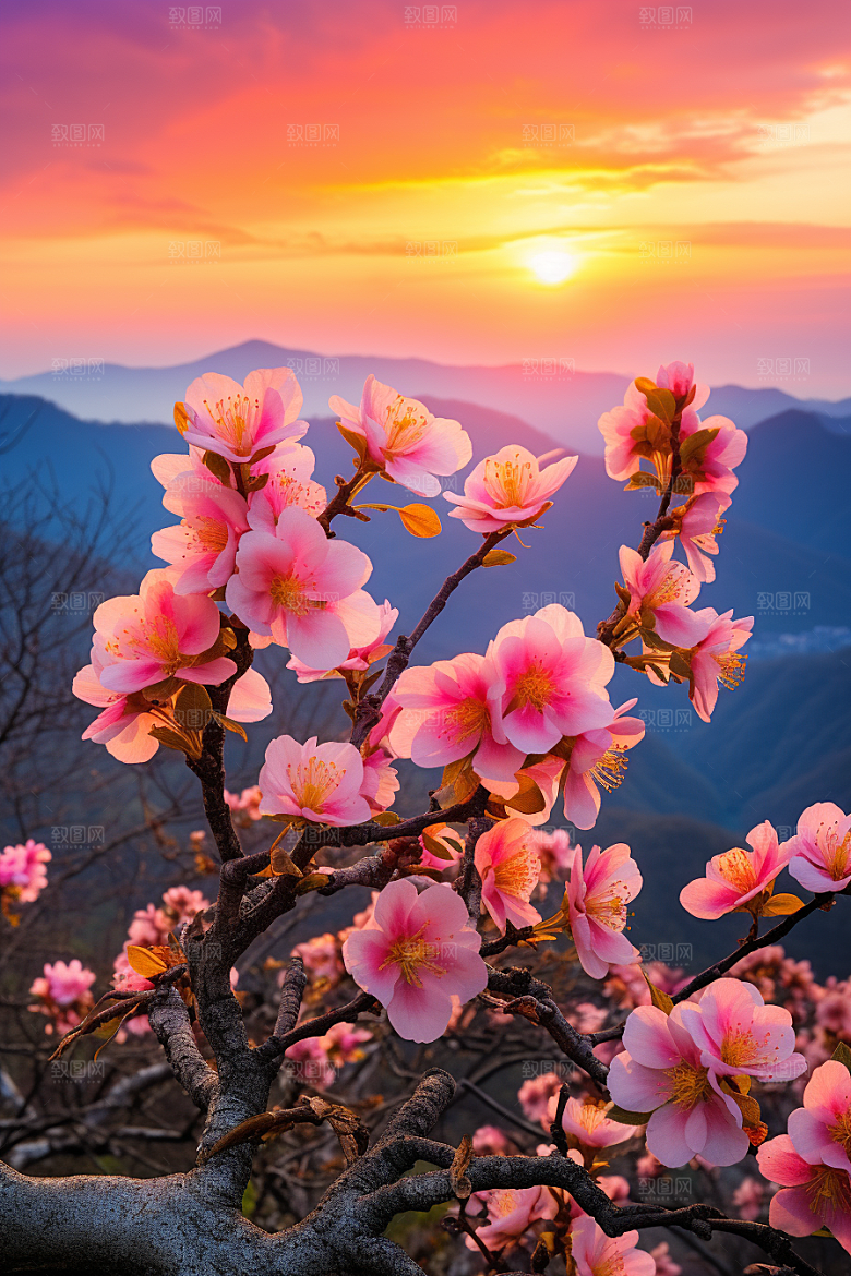 春季桃花桃花林花卉摄影图