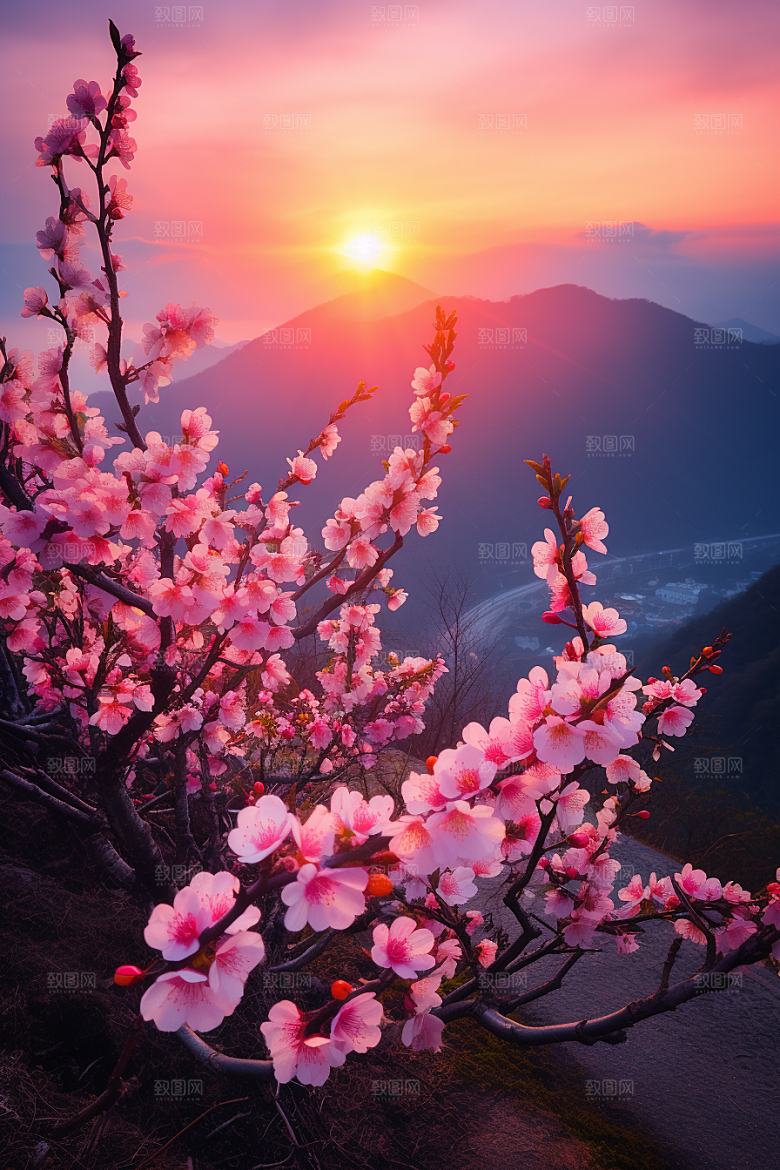 春季桃花春天桃园摄影图