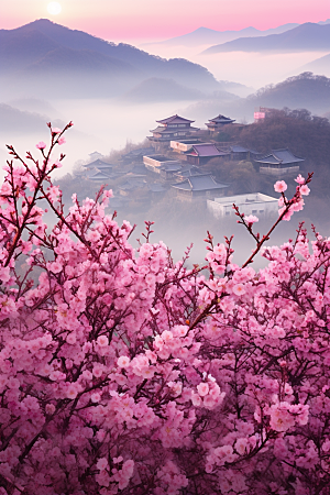 春季桃花风景春天摄影图