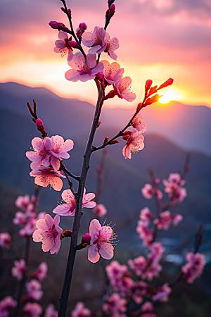 春季桃花花卉高清摄影图