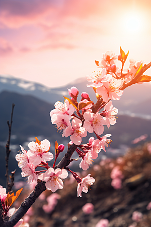春季桃花桃花林花朵摄影图