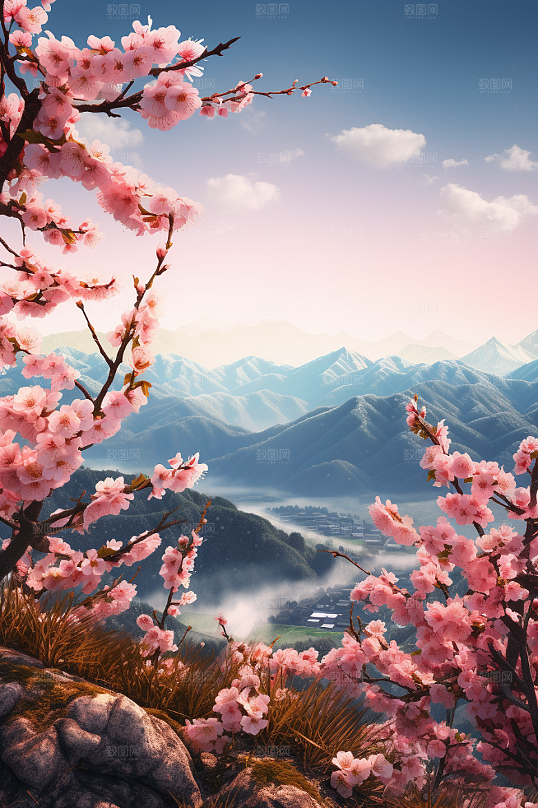 春季桃花桃花林山花烂漫摄影图