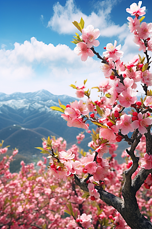 春季桃花桃园花朵摄影图