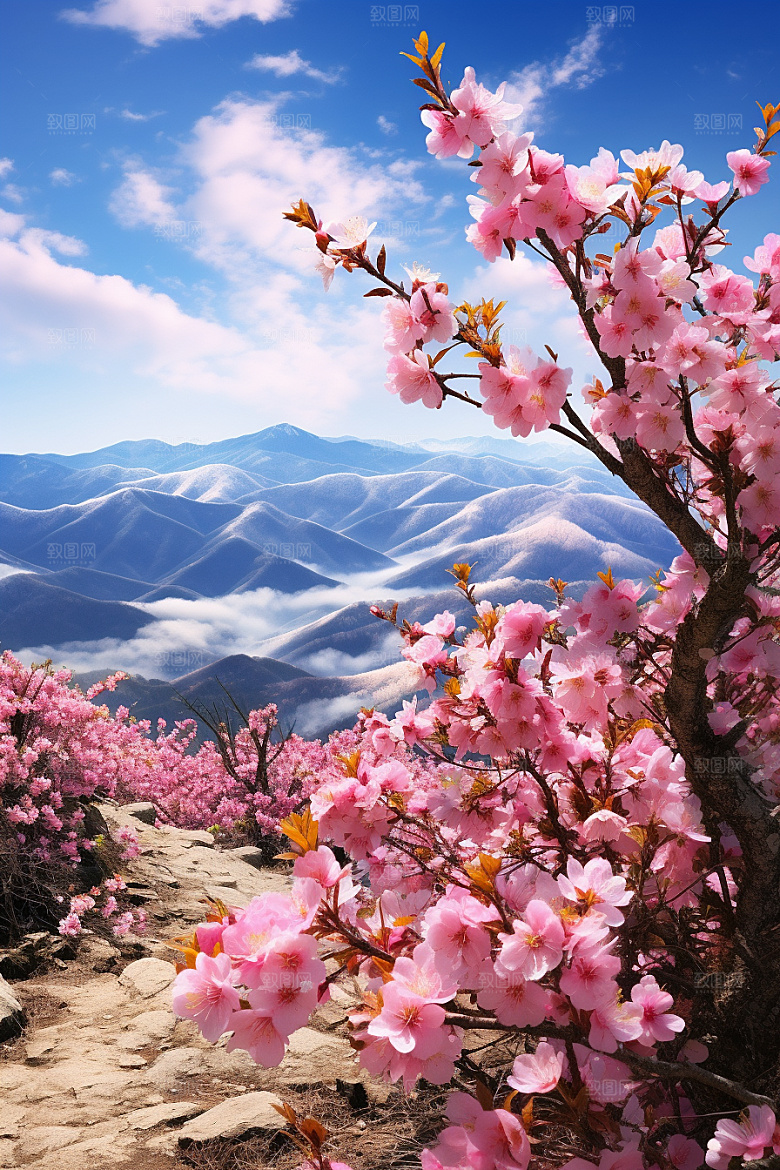 春季桃花桃花林花朵摄影图