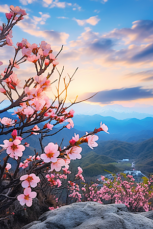 春季桃花风光春天摄影图