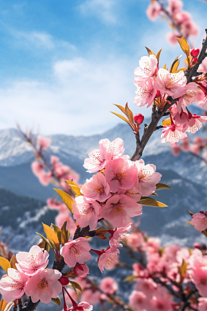 春季桃花风景山花烂漫摄影图