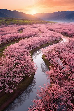 春季桃花高清花卉摄影图