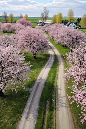 春季桃花美丽桃花林摄影图