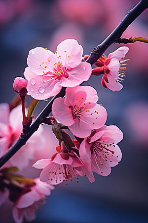 春季桃花桃园花卉摄影图