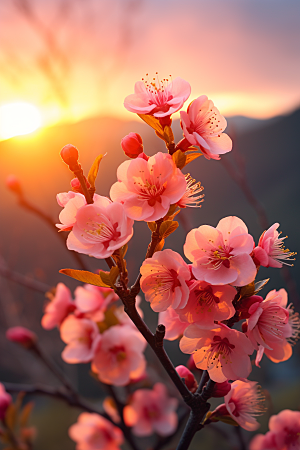 春季桃花花朵高清摄影图