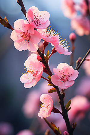 春季桃花山花烂漫桃花林摄影图