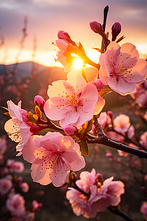 春季桃花山花烂漫美丽摄影图