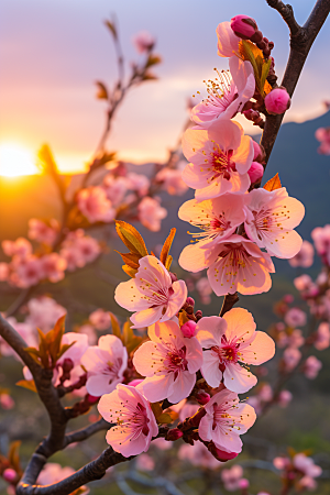 春季桃花桃园风光摄影图