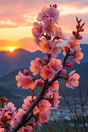 春季桃花花朵美丽摄影图