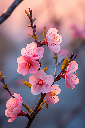 春季桃花高清桃园摄影图