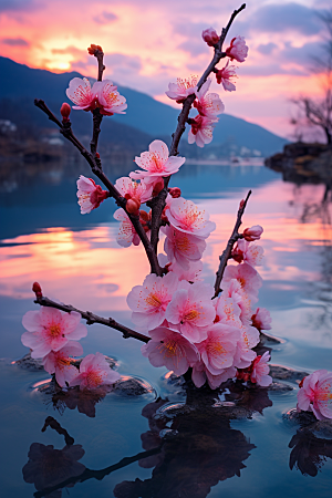 春季桃花桃花林花朵摄影图
