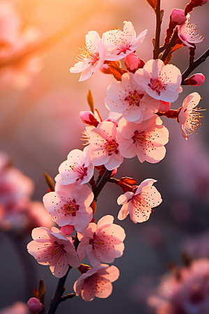 春季桃花山花烂漫风光摄影图