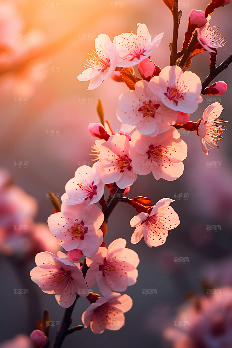 春季桃花山花烂漫风光摄影图