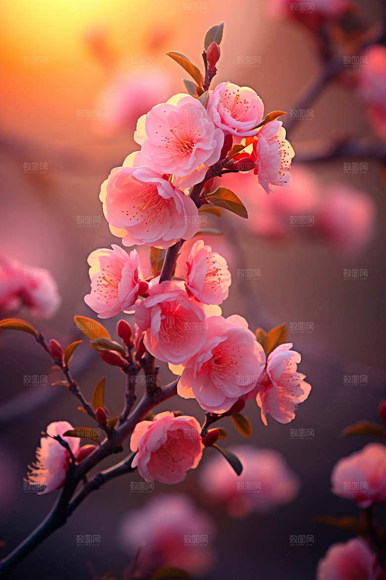 春季桃花山花烂漫花卉摄影图