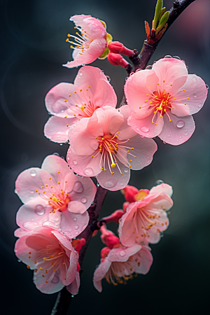 春季桃花花卉桃园摄影图