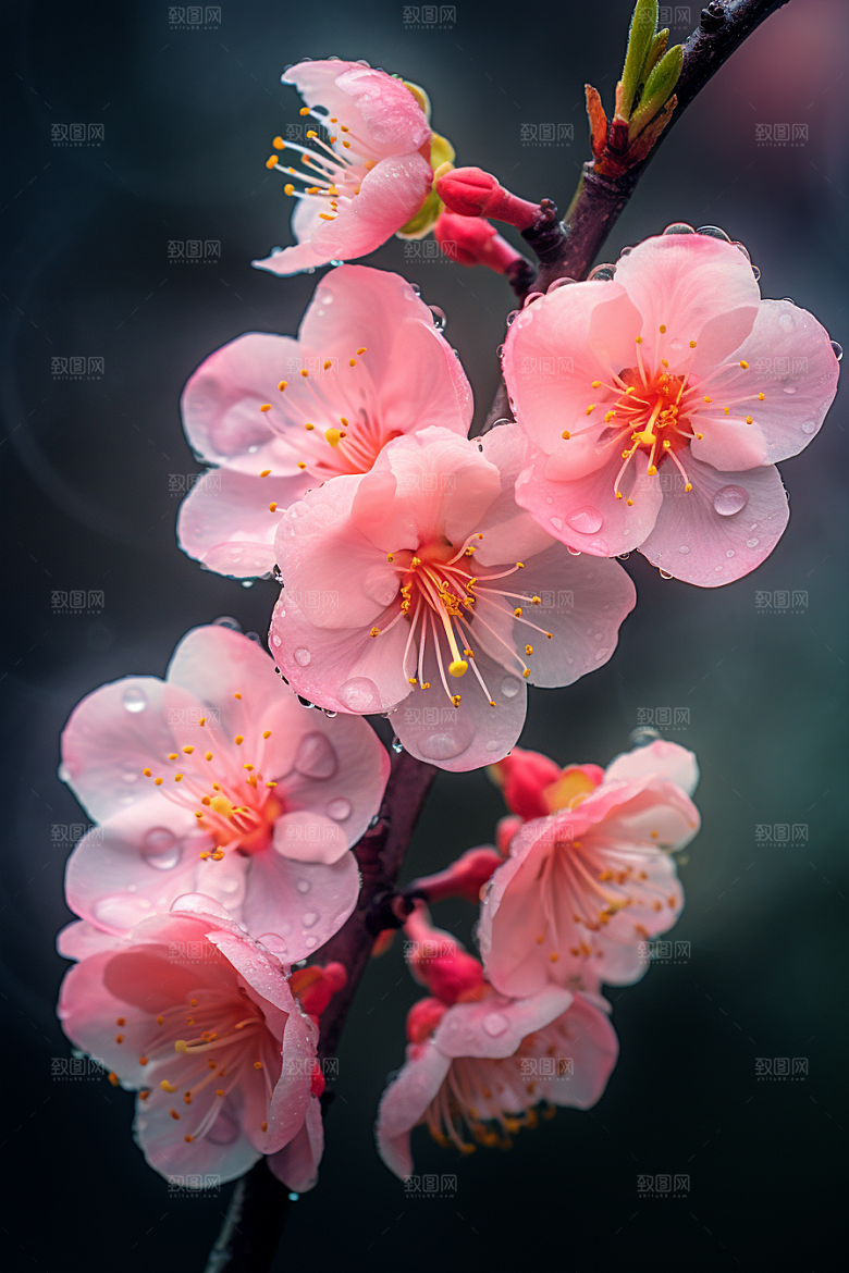 春季桃花花卉桃园摄影图