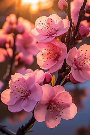 春季桃花花朵高清摄影图