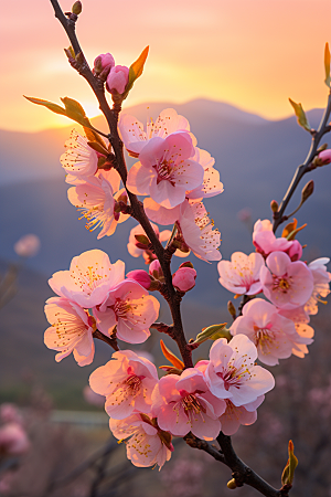 春季桃花花朵桃花林摄影图