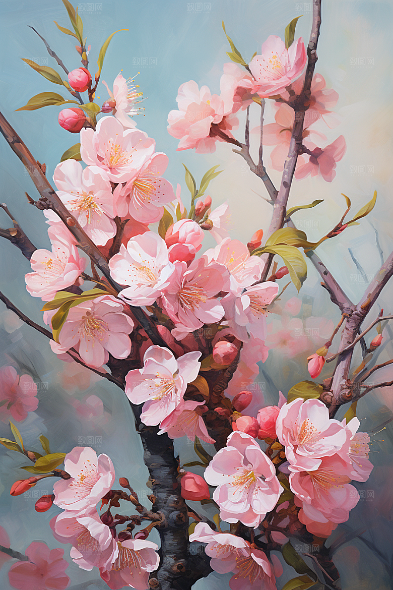 春季桃花风景春天摄影图