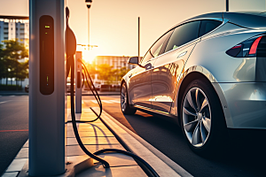 充电桩特写汽车清洁能源摄影图