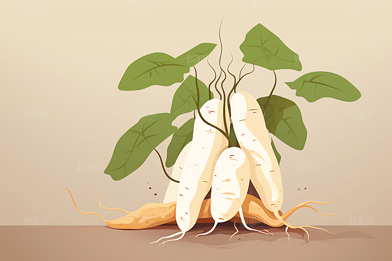 天麻植物中草药插画