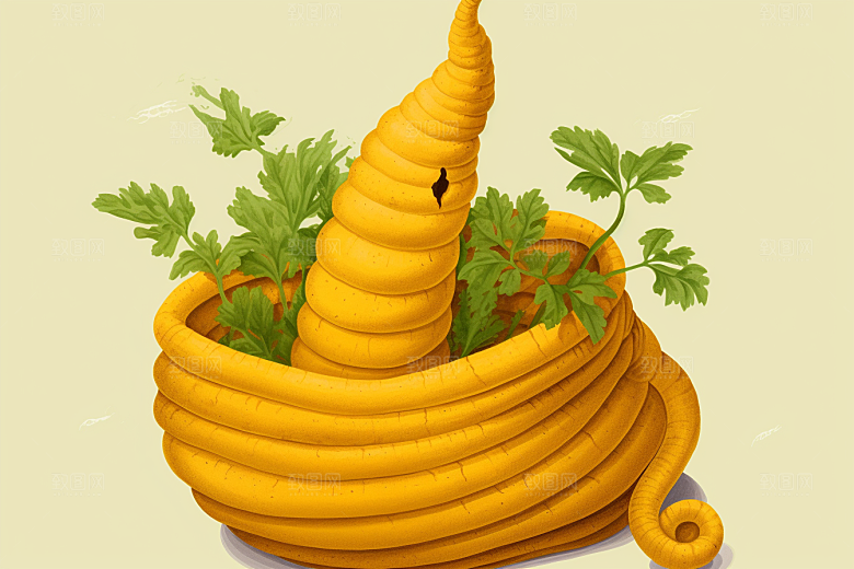 天麻中药材养生插画