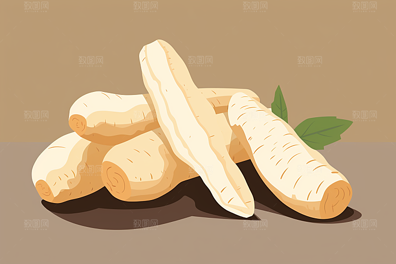 天麻中药材医疗插画
