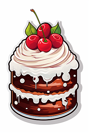 纸杯蛋糕甜品插画贴纸