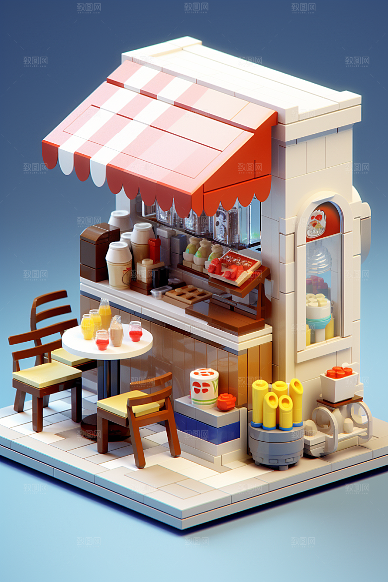 街边小摊食品店C4D模型