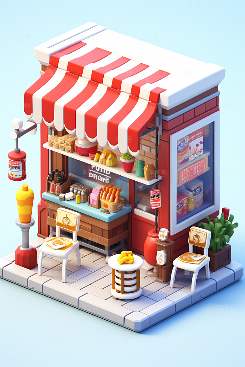 街边小摊微缩食品店模型