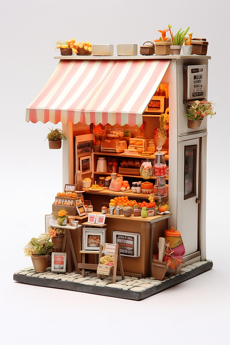 街边小摊立体食品店模型