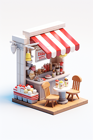 街边小摊食品店3D模型