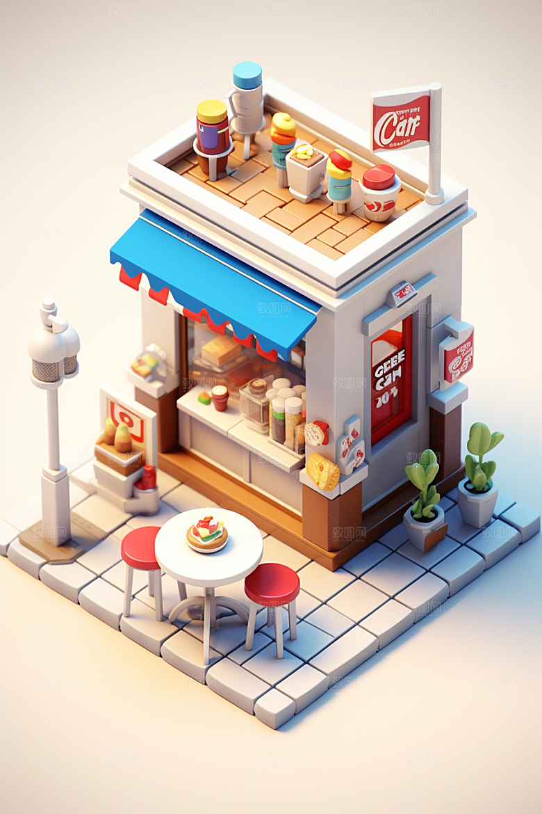 街边小摊食品店3D模型