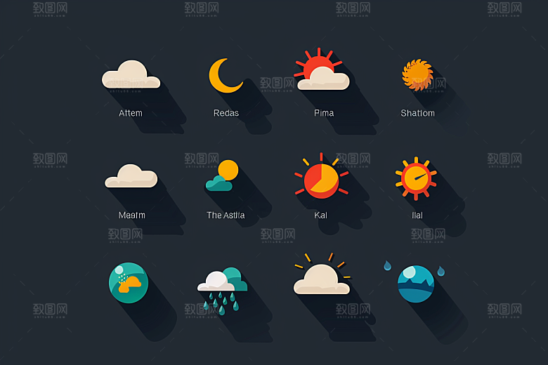 天气图标简约设计感素材