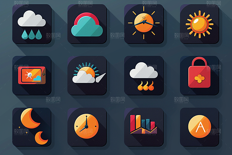 天气图标界面天气预报素材