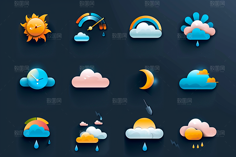 天气图标设计感简约素材