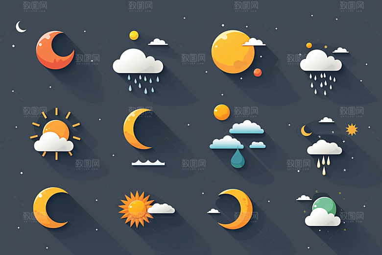 天气图标设计感界面素材