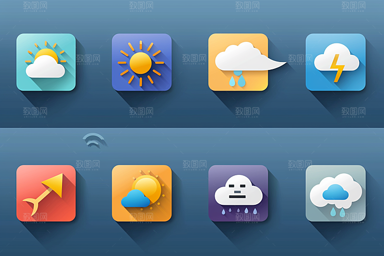 天气图标晴雨表简约素材