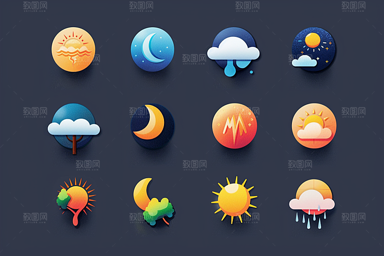 天气图标天气预报UI素材
