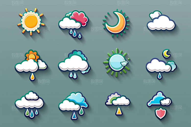 天气图标界面晴雨表素材