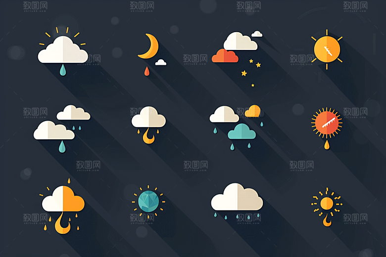 天气图标天气预报质感素材
