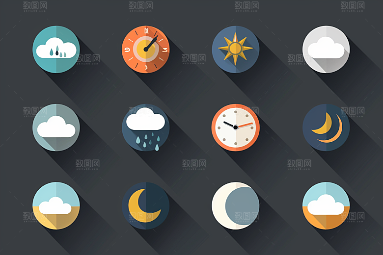 天气图标天气预报简约素材