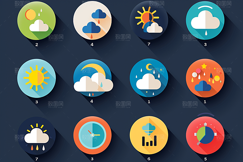 天气图标彩色图形素材