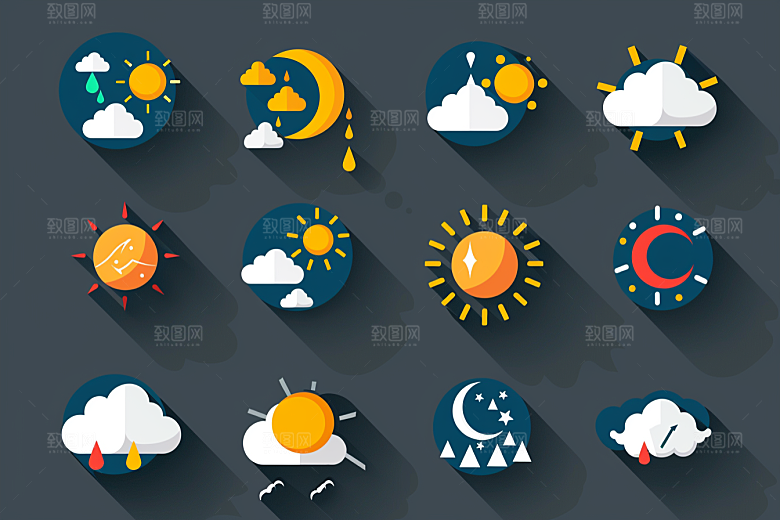 天气图标晴雨表UI素材